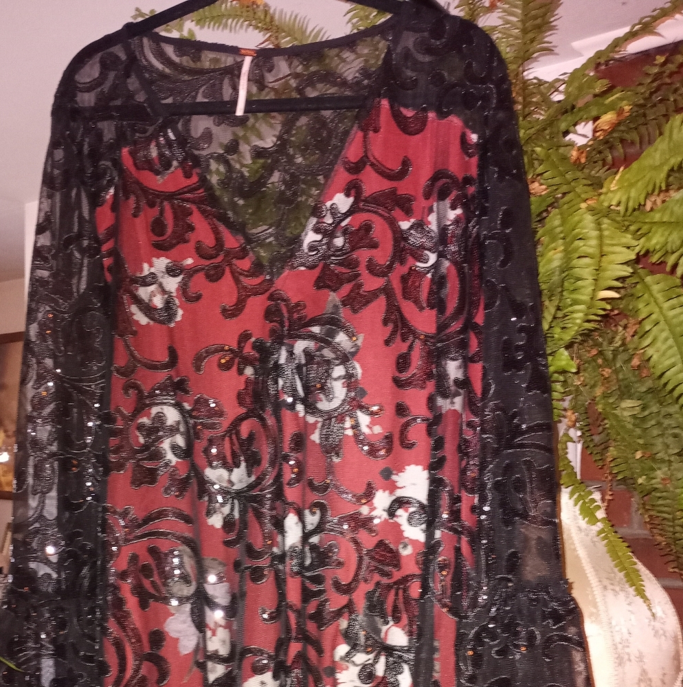 Free People Black Falling Flowers Frock Dress